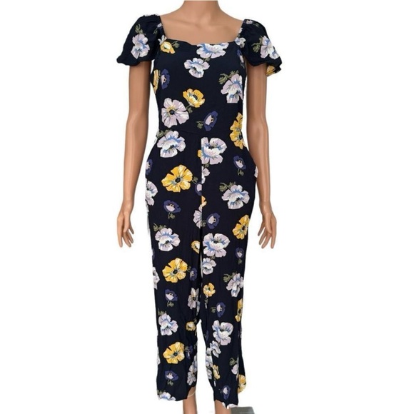 Pants - LOFT Petite Floral Navy Jumpsuit